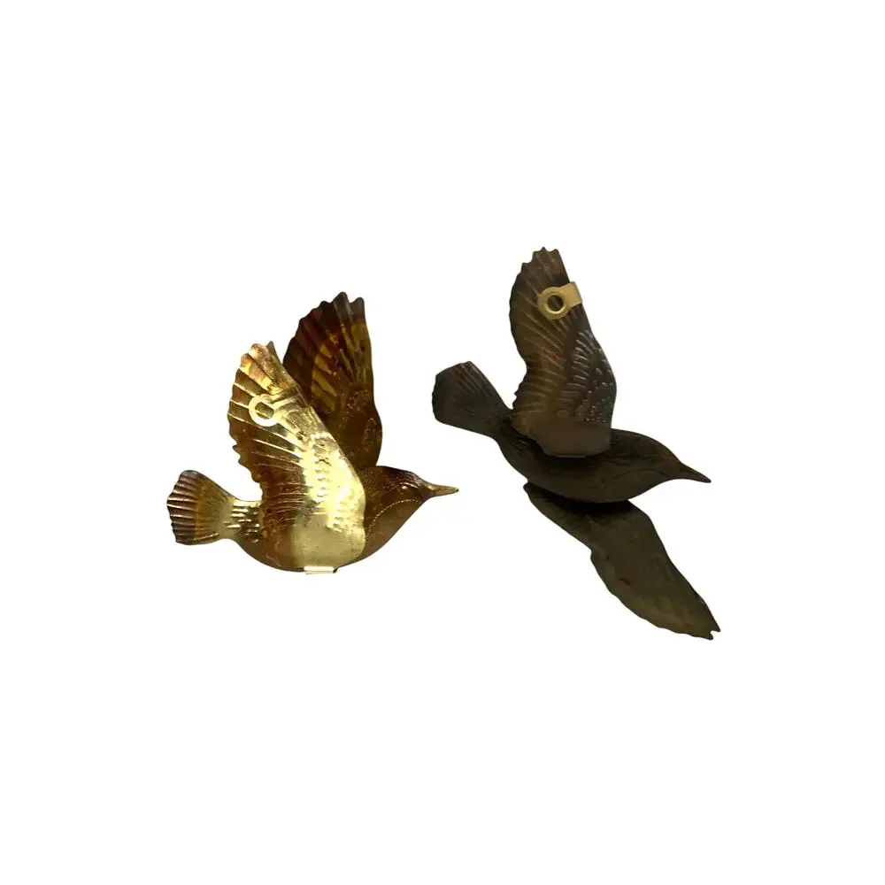 Vintage Pair of 2 Toned Gold Birds Tin 80s